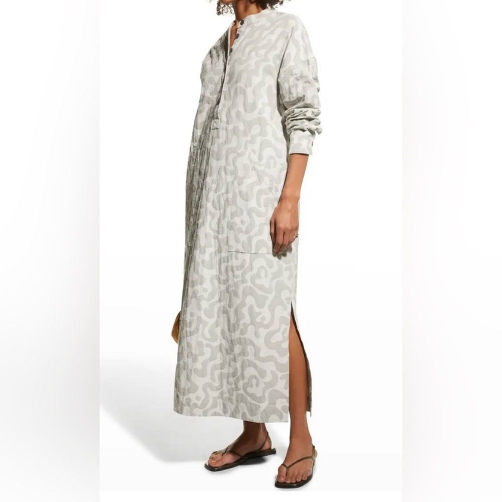 Mara Hoffman Robin Abstract Print Jacquard  Long Sleeve Grey dress size large